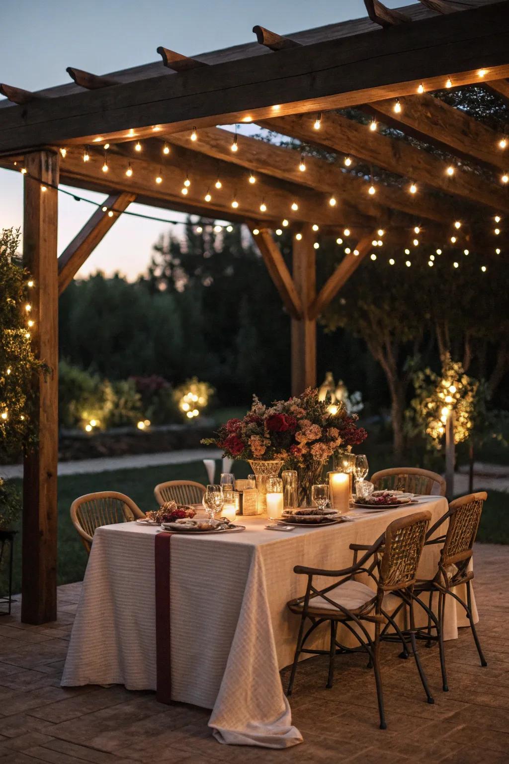 Illuminate your pergola to impart a hint of refinement.