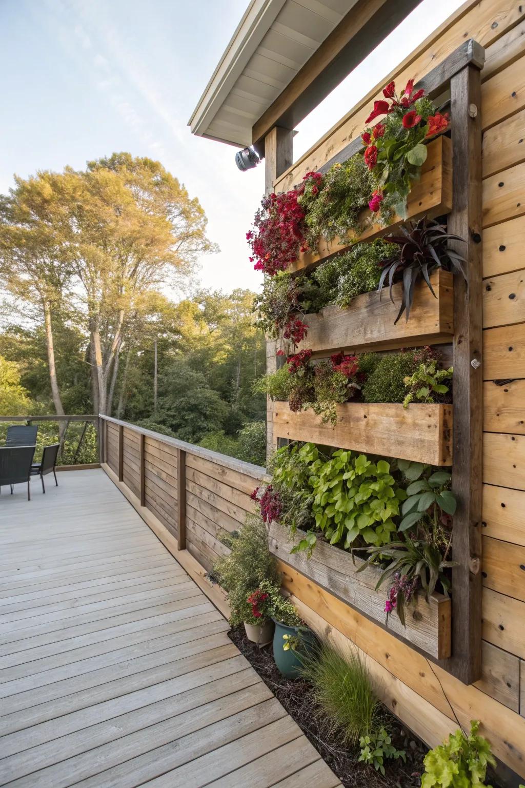 A vivid living wall set against a timber backdrop.