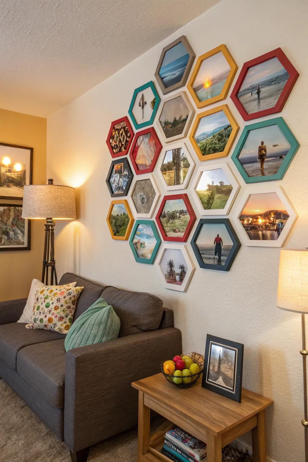Incorporate a contemporary spin with symmetrically-figured picture displays.