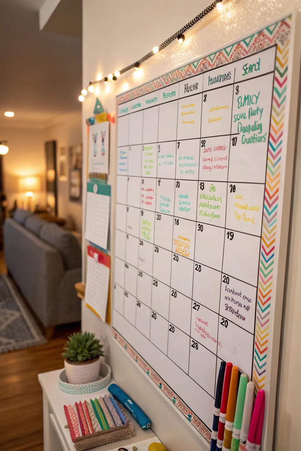Keep your family's schedule on track with a vibrant whiteboard calendar.