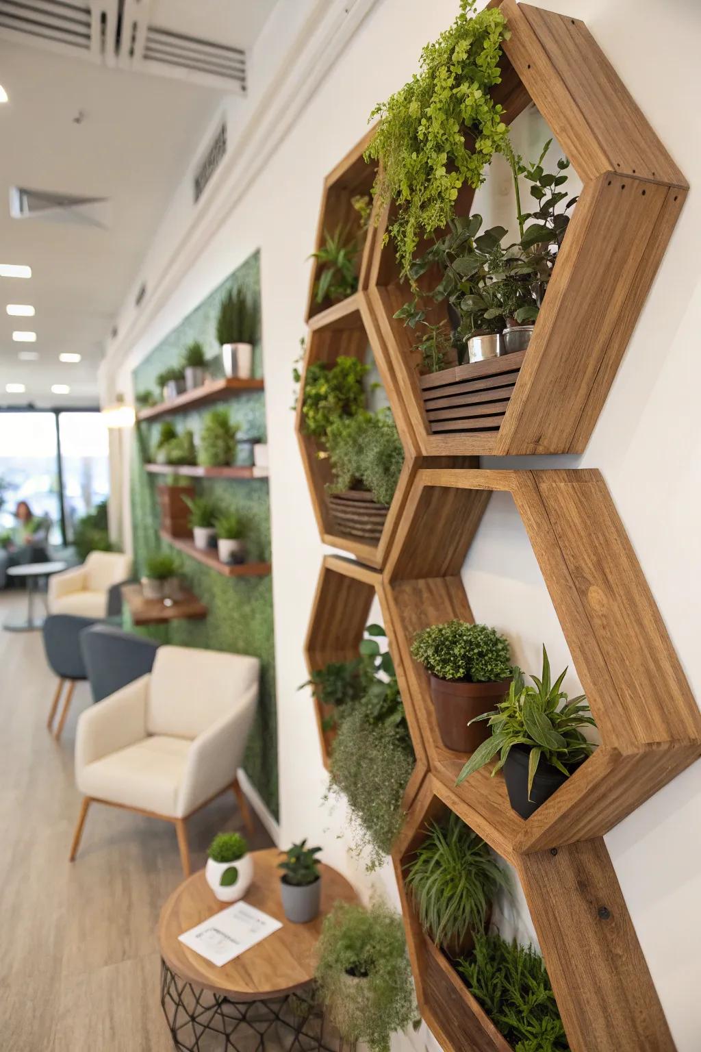 Stylish geometric shelves for showing off your plants.