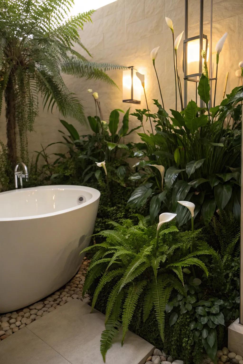 Transform your bath time into a soothing moment with a verdant getaway.