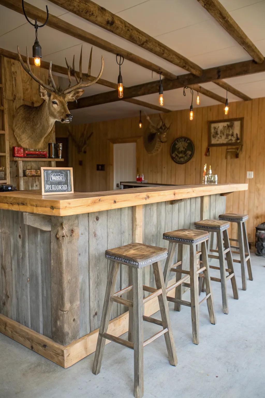 A stylish bar arrangement enhances both the look and utility of your man cave.