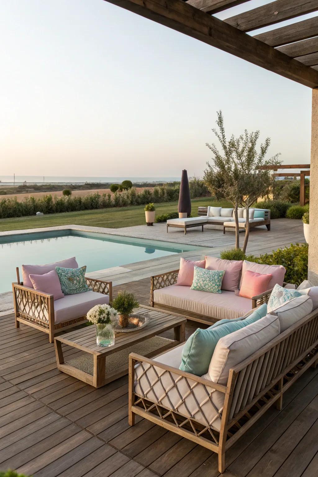 A social seating area perfect for poolside chats.
