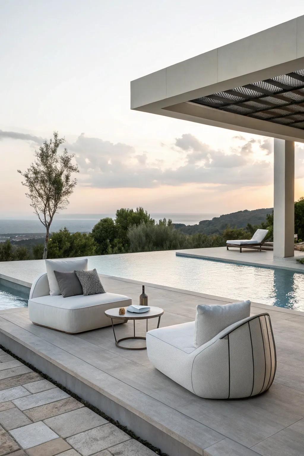 A minimalist aesthetic can turn your pool zone into a tranquil retreat.