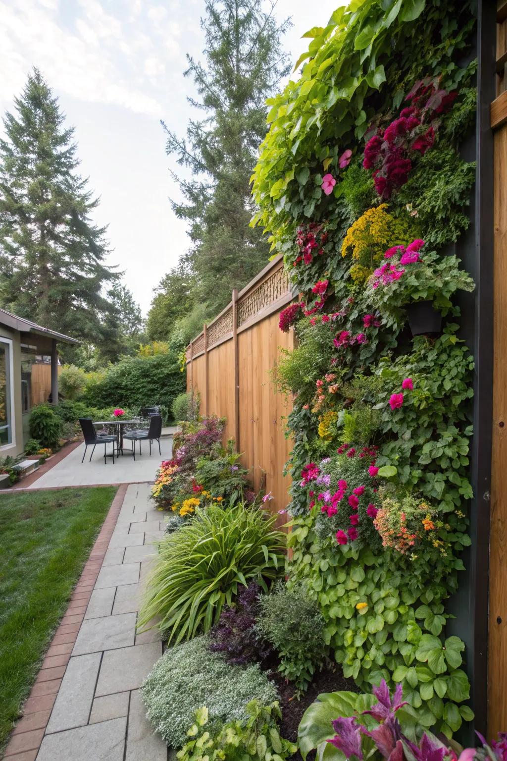Vertical gardens present a revitalizing approach to augment privacy while introducing natural splendor.