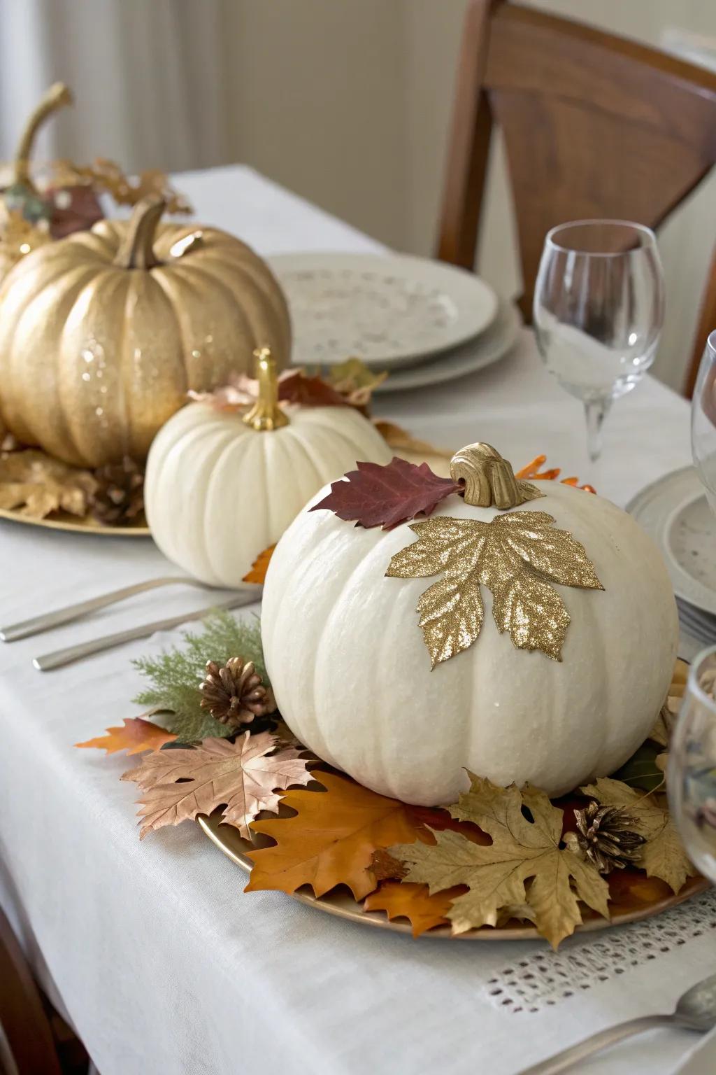 Gilded pumpkins offer an opulent sheen to your fall decorations.
