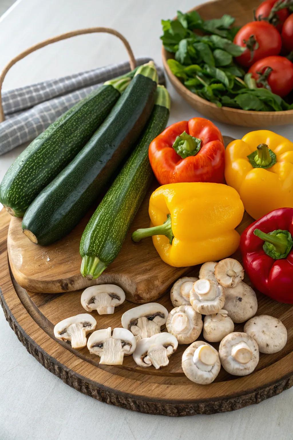A striking range of vegetables suited for a vegetarian raclette.