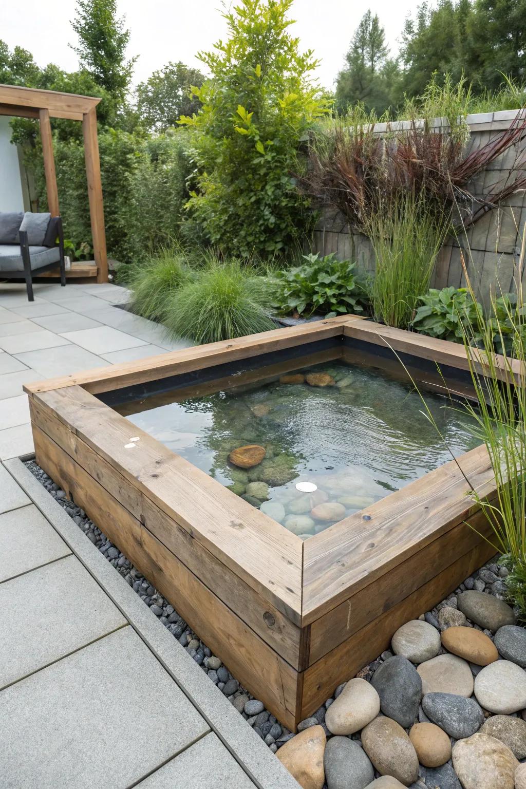 Simple and sophisticated, square ponds integrate smoothly into compact areas.