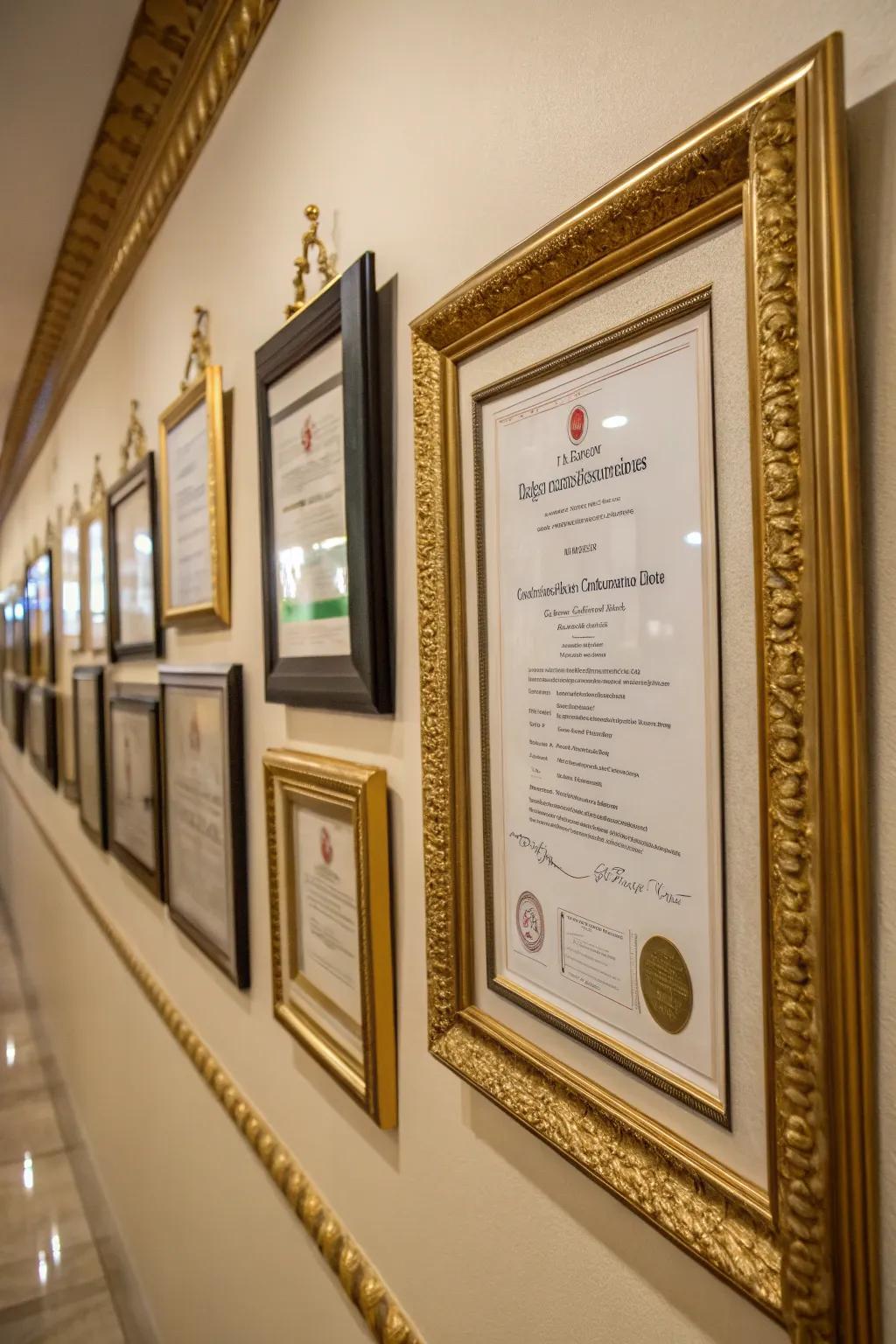 Frame accomplishments to commemorate them stylishly.