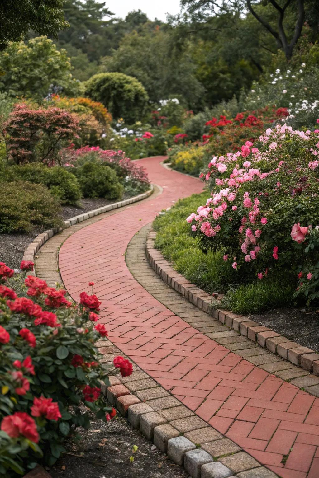 A crimson paver path encourages exploration and adds appeal.