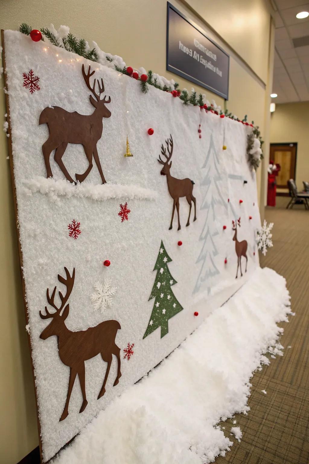A wintry reindeer dreamland brings the wonder of winter inside.