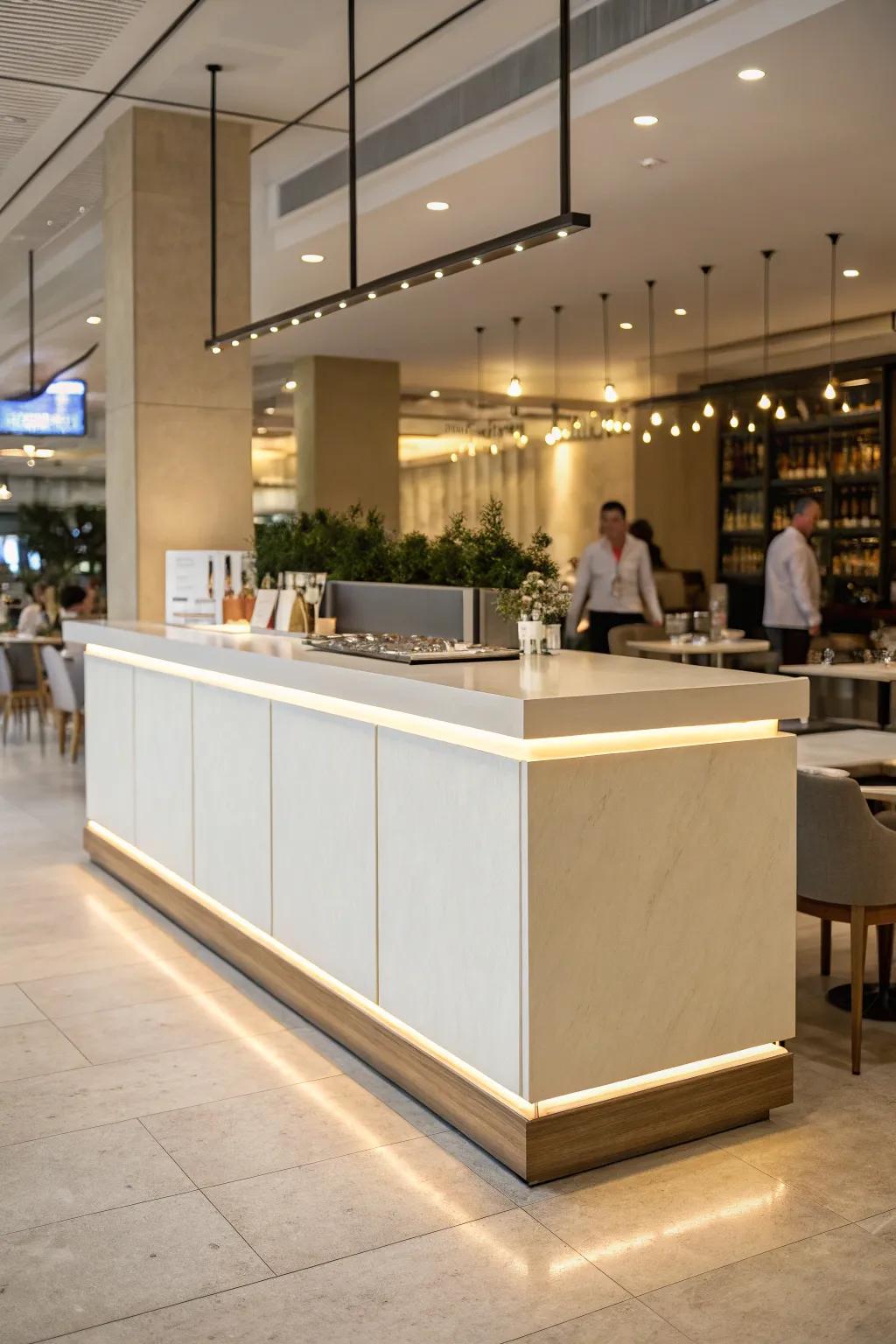 An understated reception station provides sophistication and ease.