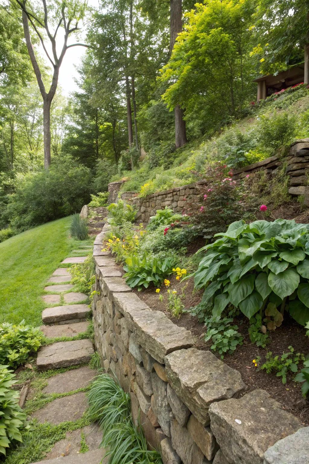 Organic stone designs add country style and useful qualities to any gradient.