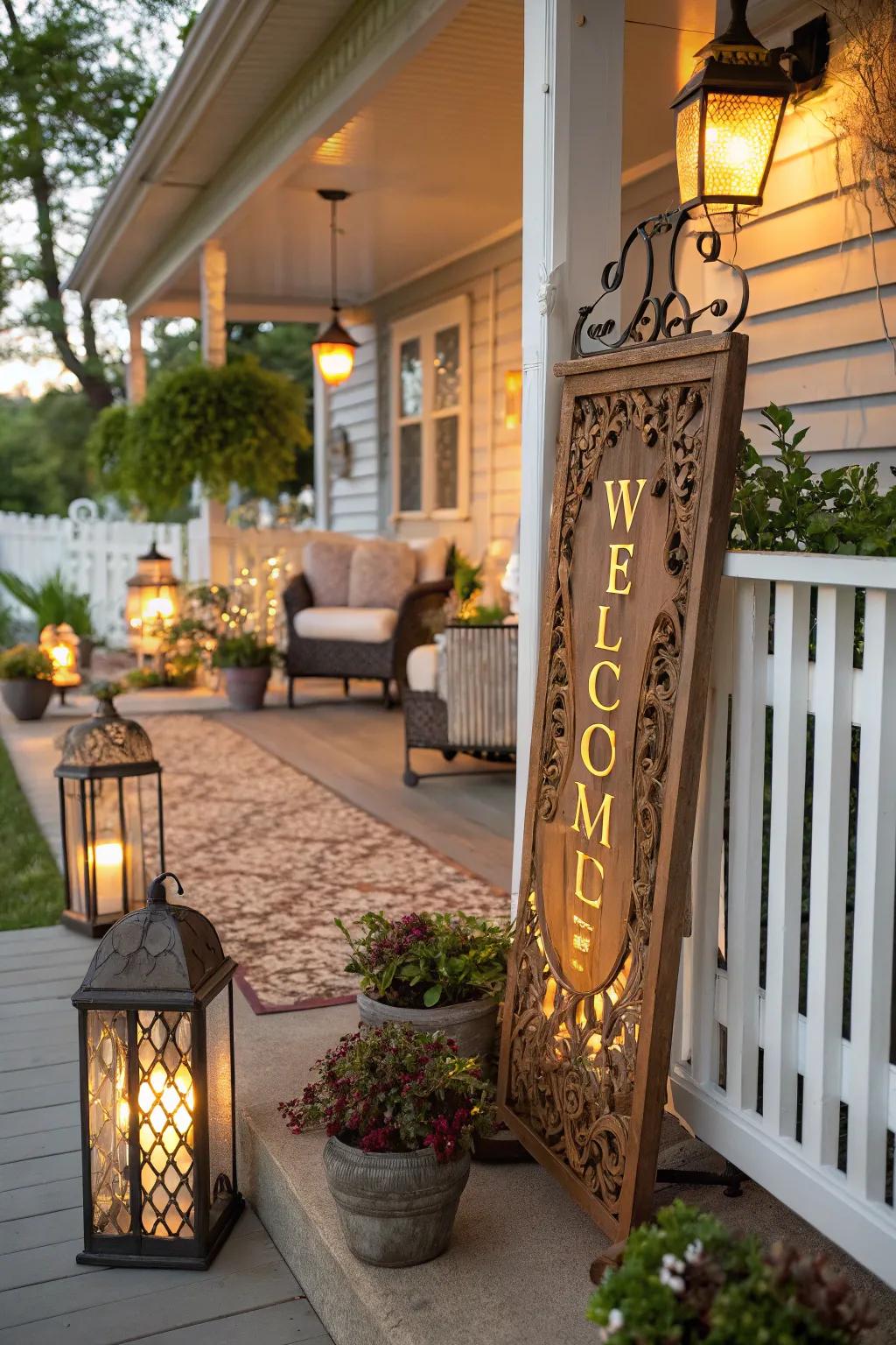 A welcoming sign greets visitors with panache and warmth.