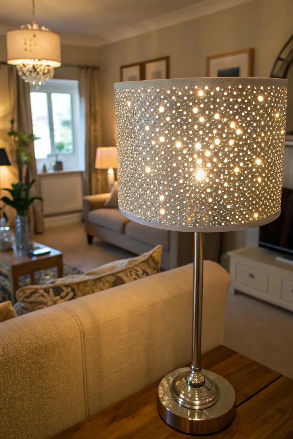 Random gem designs evoke a whimsical sparkle.
