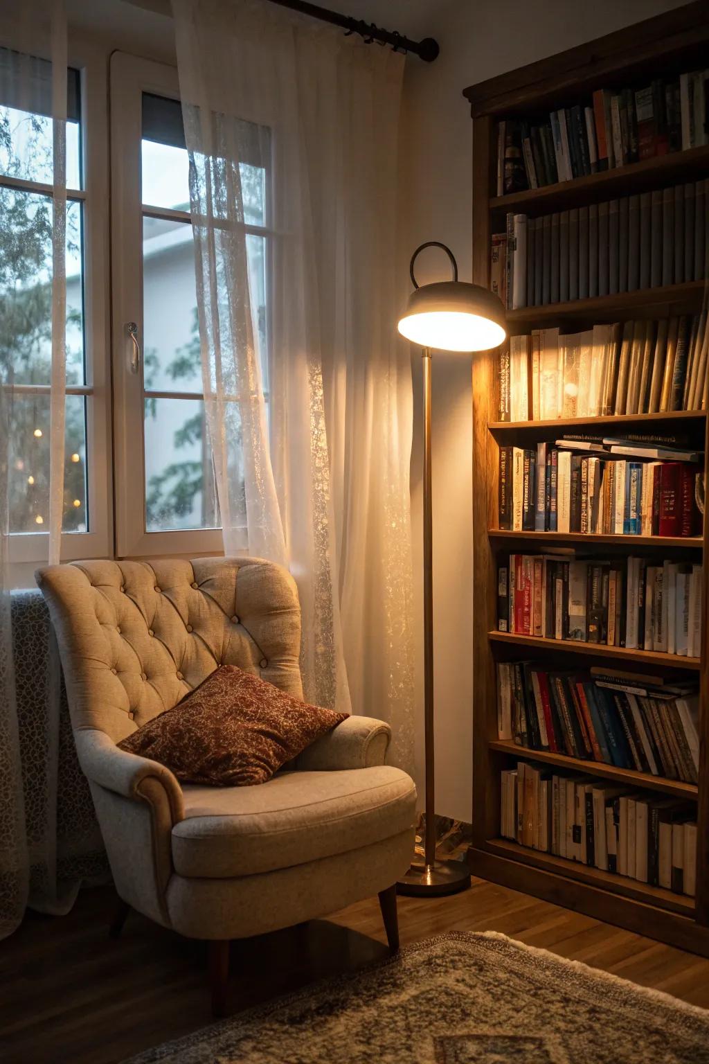 An attractive reading spot perfect for enjoying a great novel.