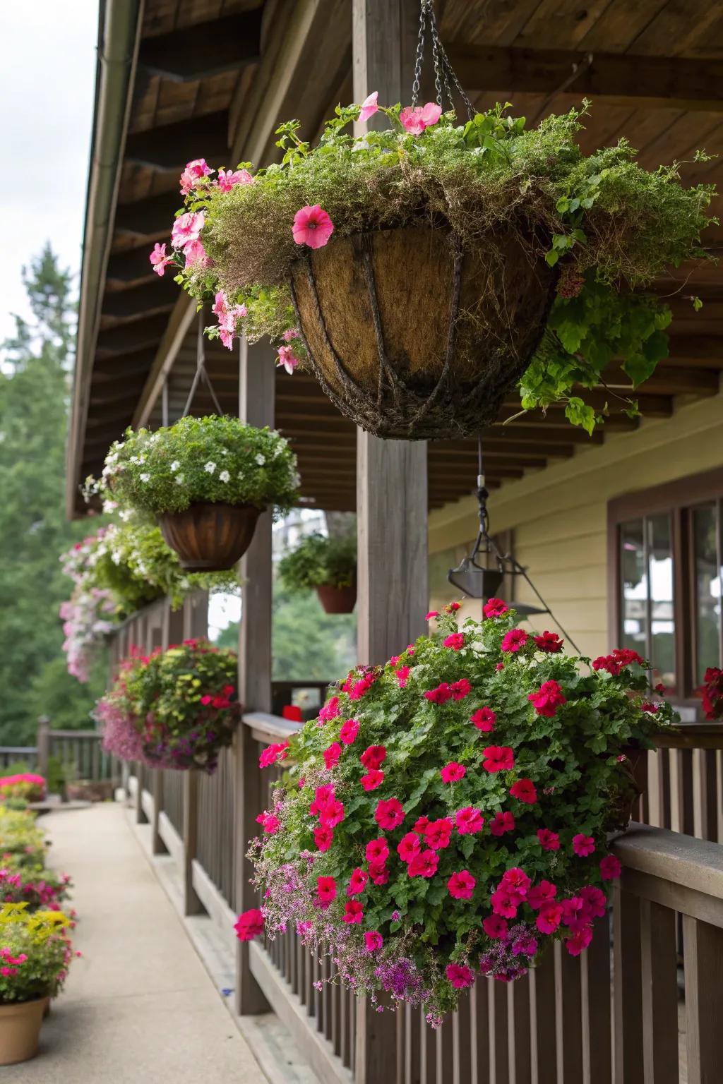Enliven your veranda with hanging displays of sun rose.