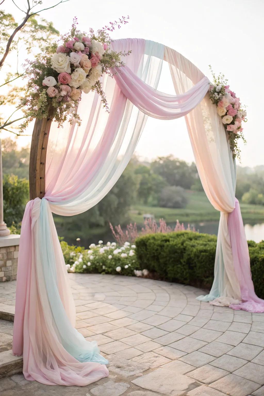 An arch adorned with chiffon, imbuing sophistication and romance into any occasion.