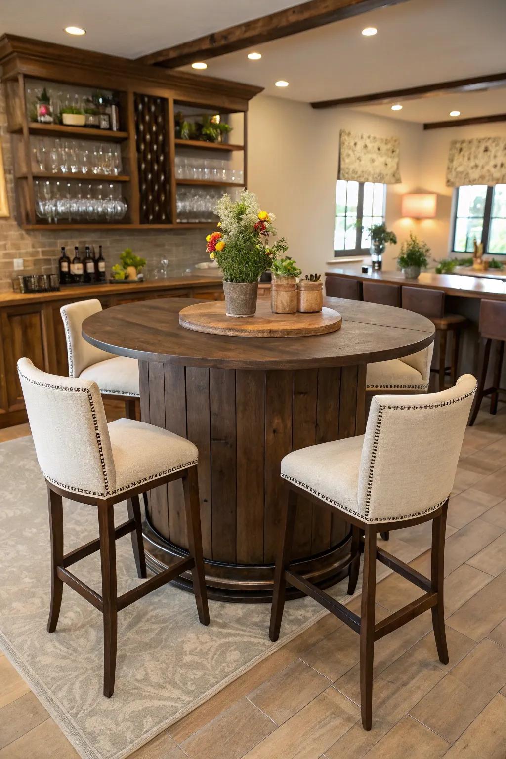 Circular seating designed to encourage conversation and bonding.