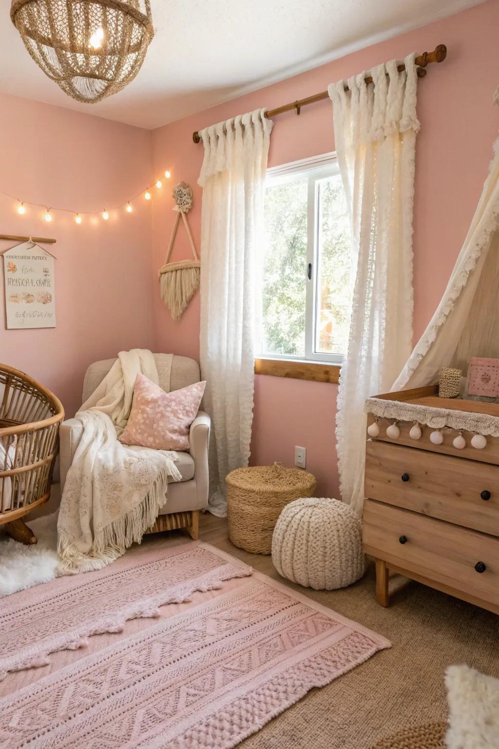 The implementation of pastel colors cultivates a serene and calming environment.