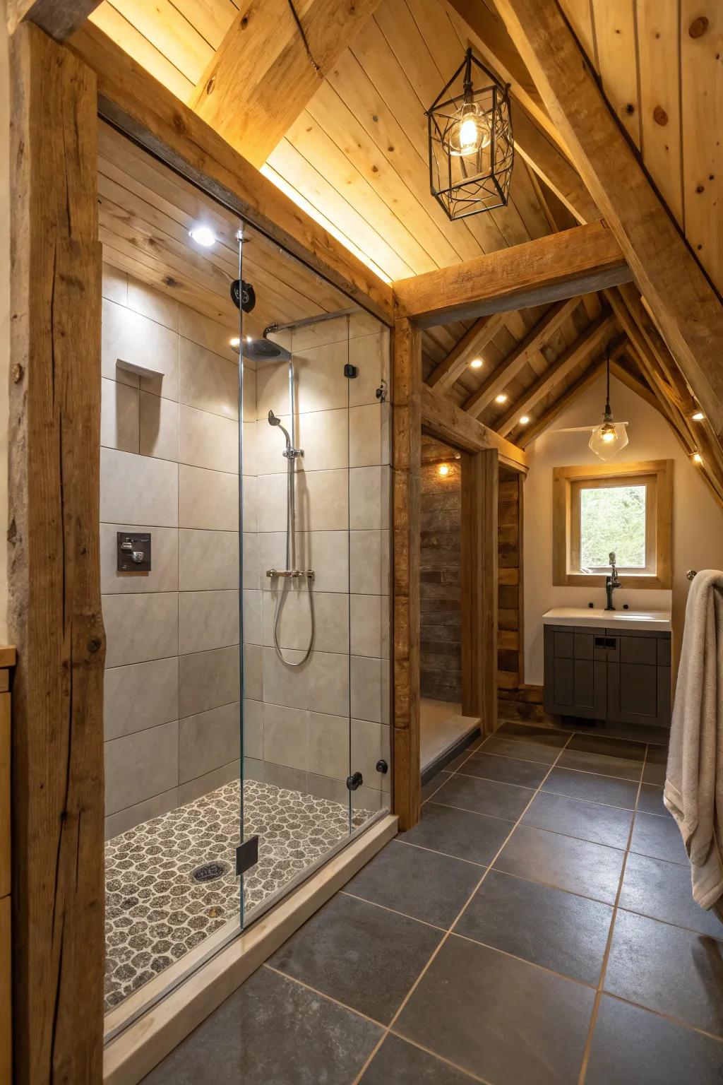 Wooden beams bring a rustic element along with a sense of history.