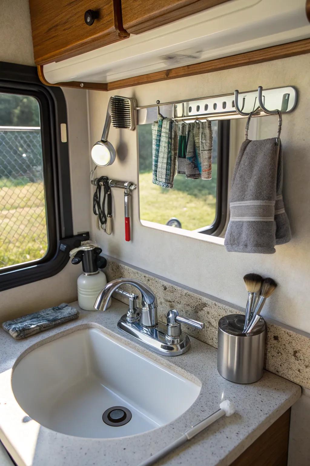 Keep small metallic items in order using a metallic strip.