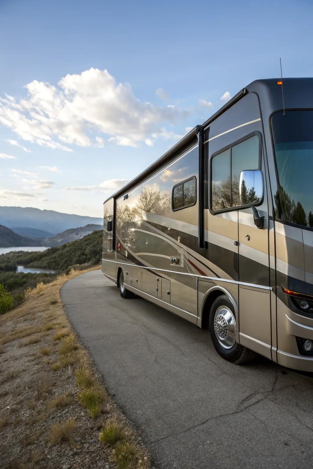 Elegant composite paneling provides a modern, sleek look for your RV.