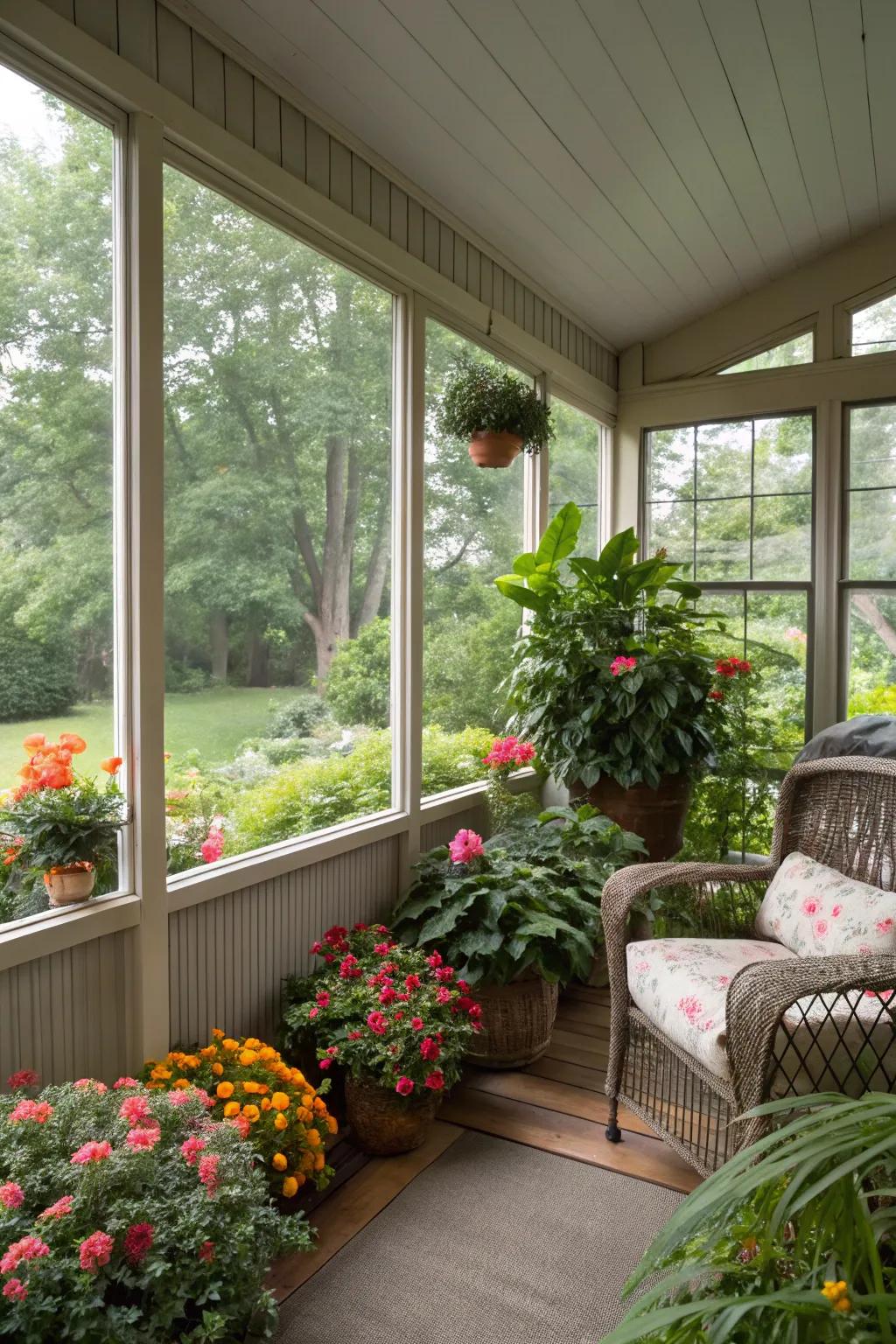 Natural elements breathe life and charm into the porch.