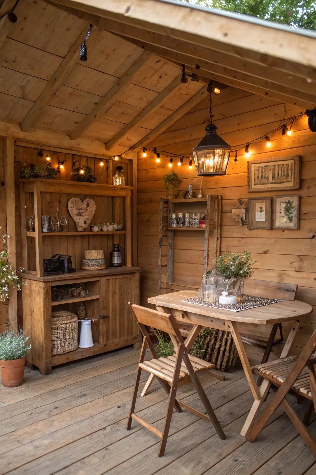 Wood features bring in a cozy, country appeal.