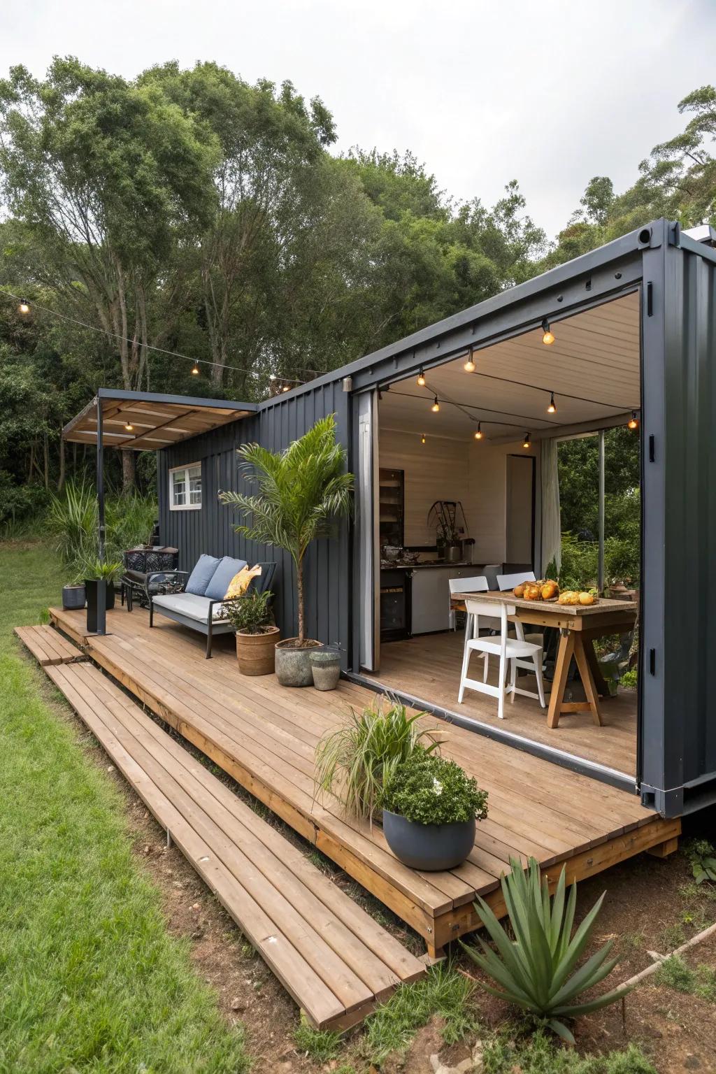 An outdoor platform expands your relaxation area.