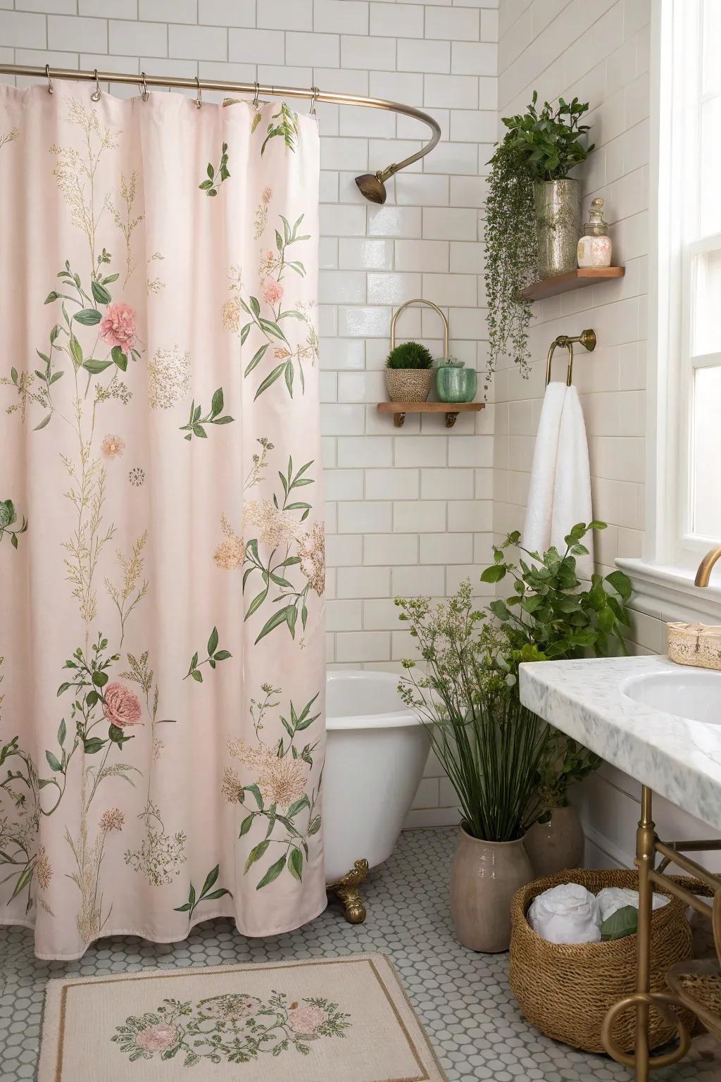Floral shower curtains are perfect for adding a hint of nature to your bathroom.