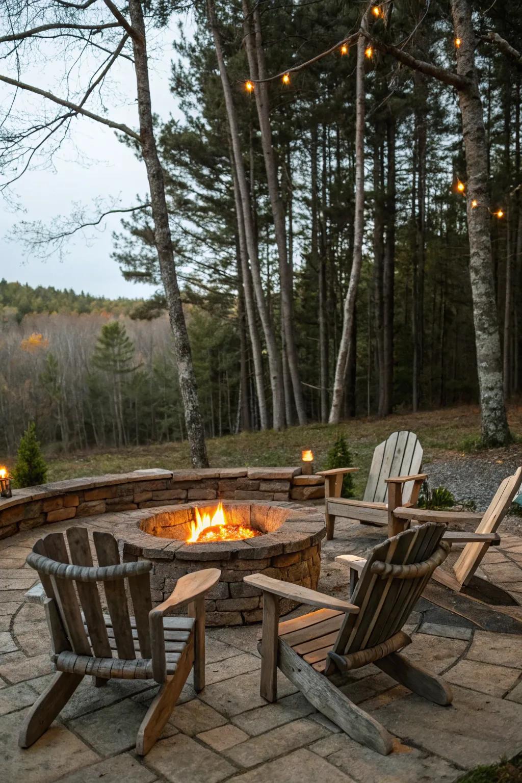 A cozy and welcoming fire pit arrangement designed for intimate get-togethers.