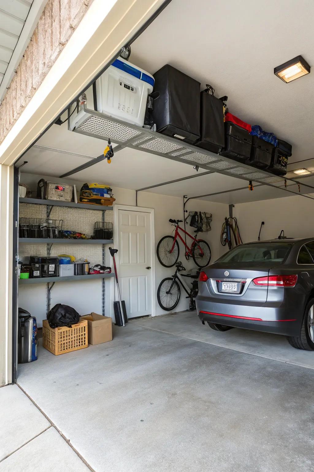 Utilize ceiling space for out-of-season or less frequently used items.
