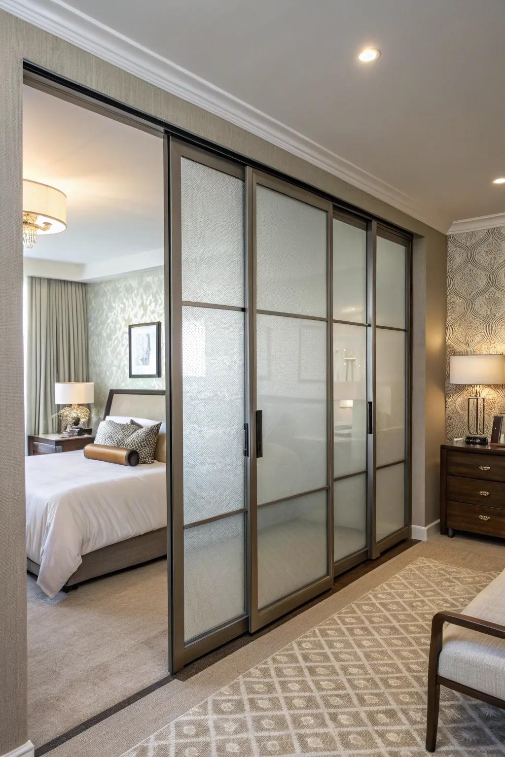 Sophisticated opaque glass panels for an elegant touch.