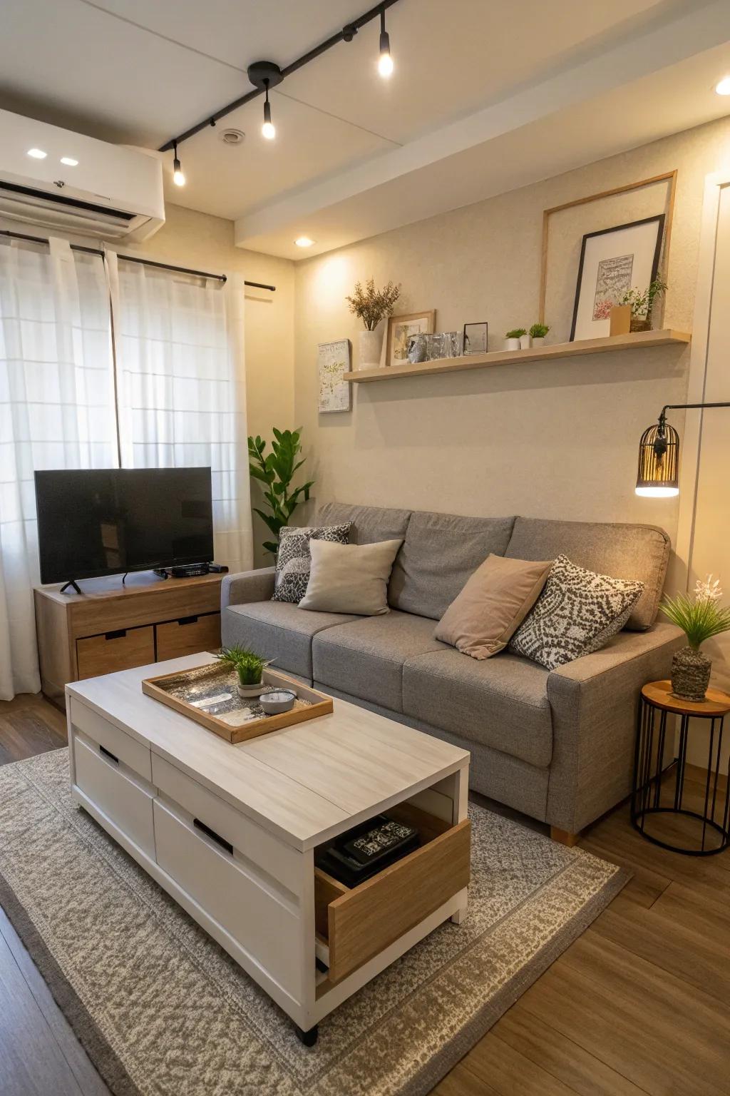 Multi-functional furniture is crucial for making the most of space.