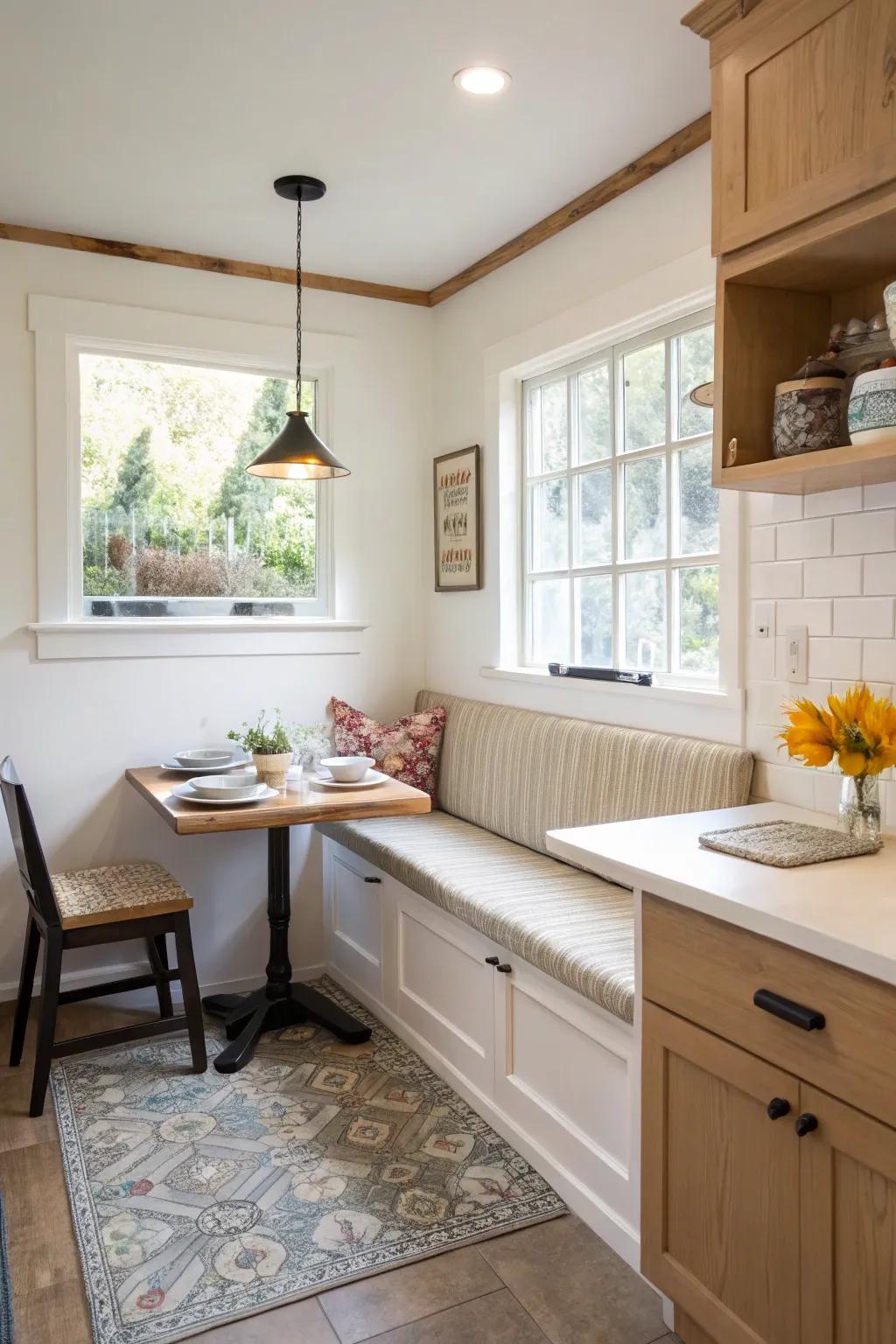 Integrated seating maximizes space and comfort.