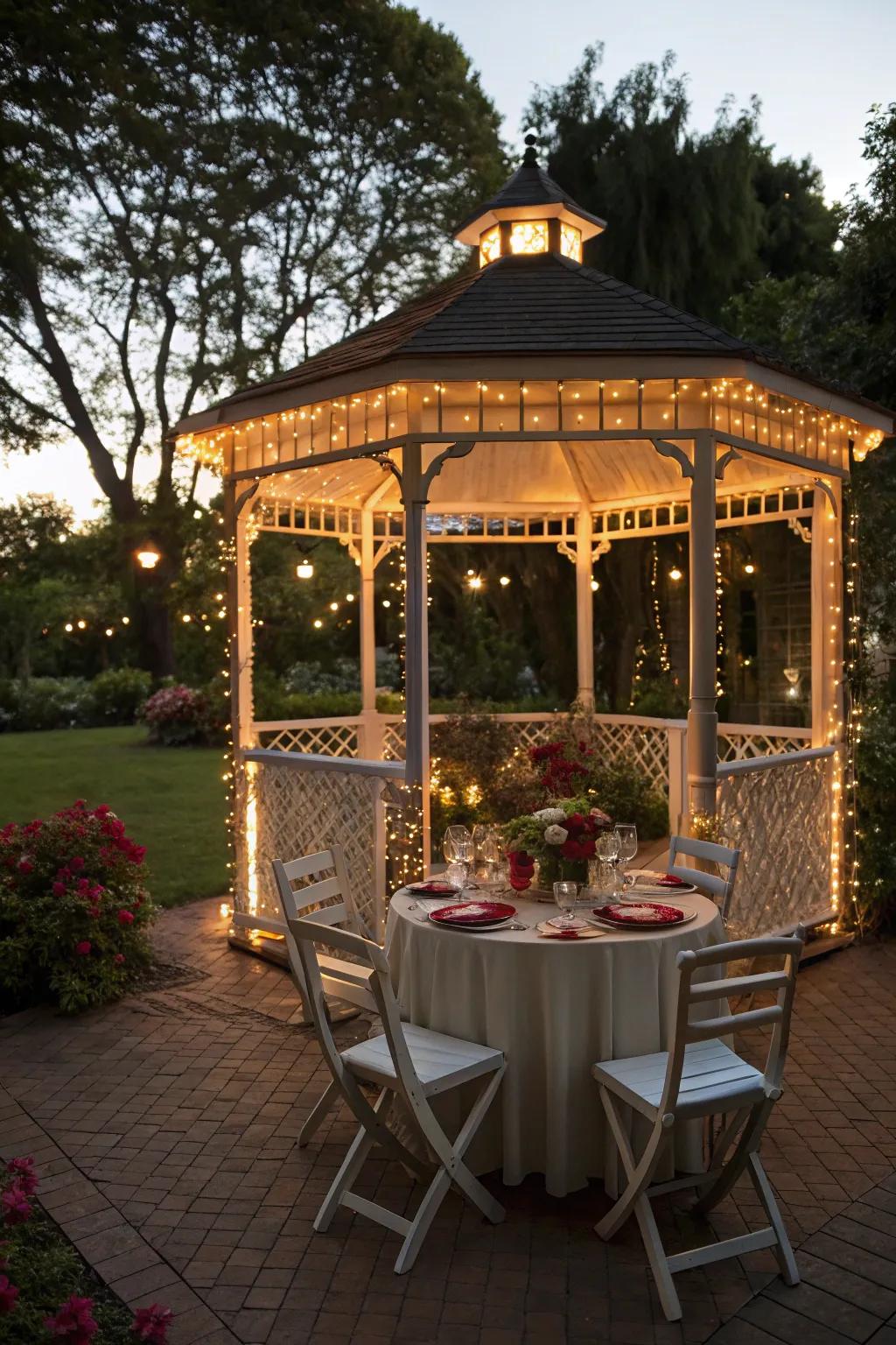 Enjoy dining under the stars in your personal mini gazebo.