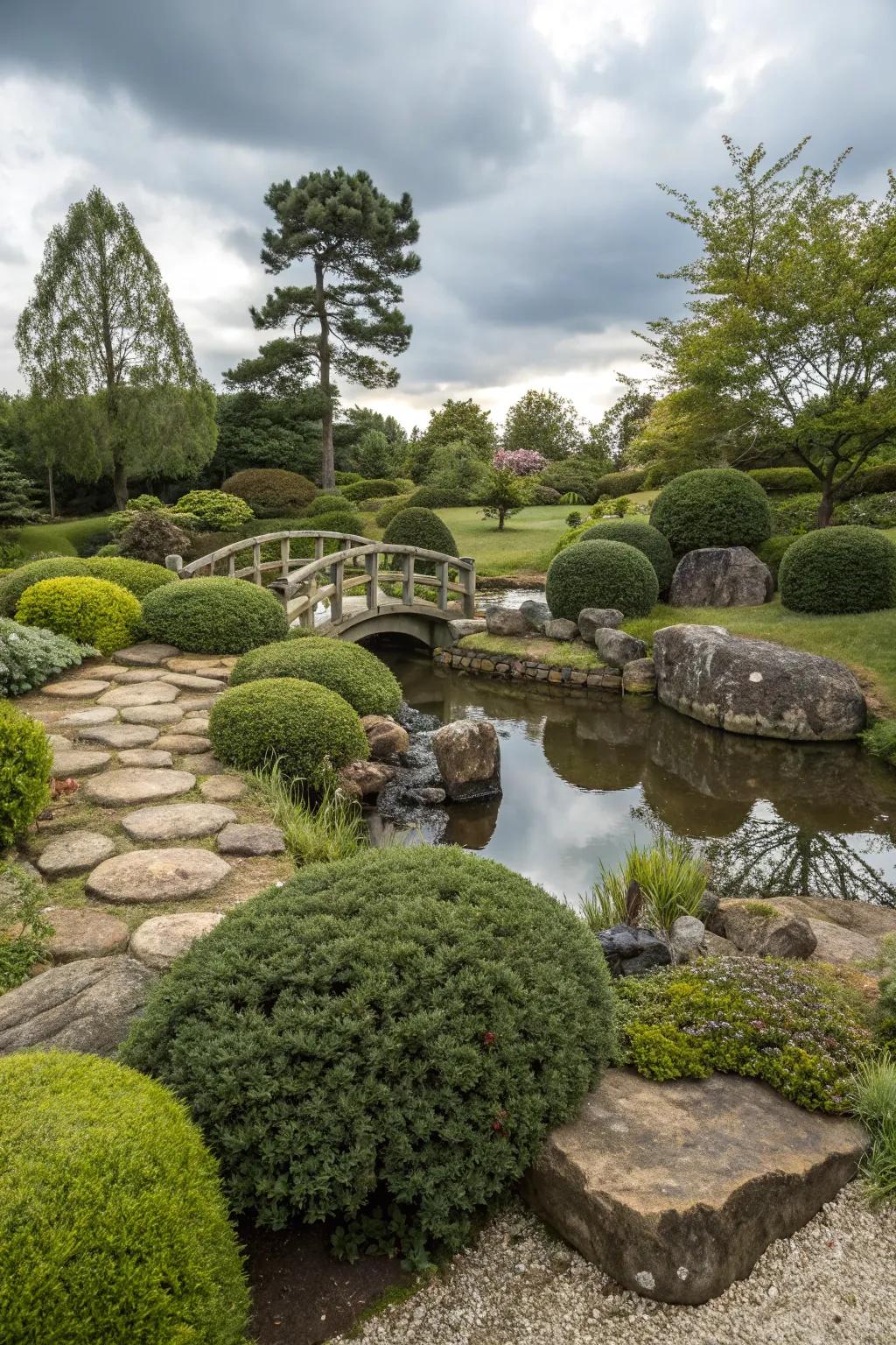 Natural stones that create a focal point, enhancing depth and visual appeal.