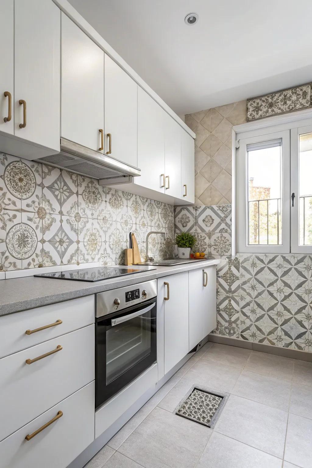 Get a classy look with a backsplash in neutral colors.