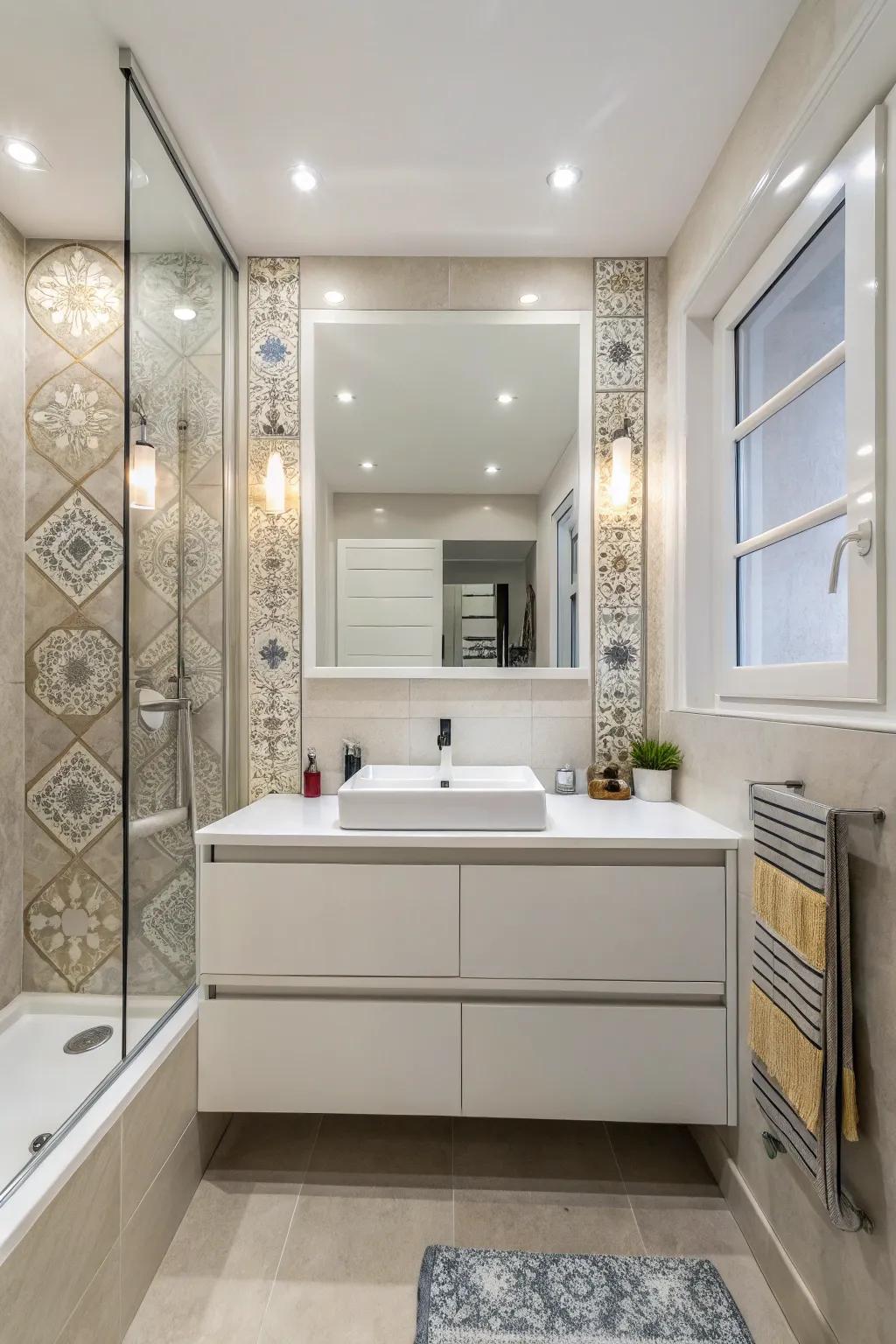 Wall-mounted sinks introduce a contemporary sensation while conserving floor space.