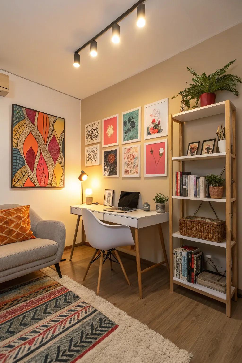 Wall art infuses personality into any workspace.
