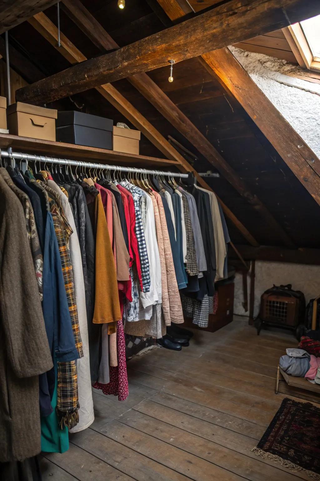 Savvy application of hanging rods can render even the most complicated spaces functional.