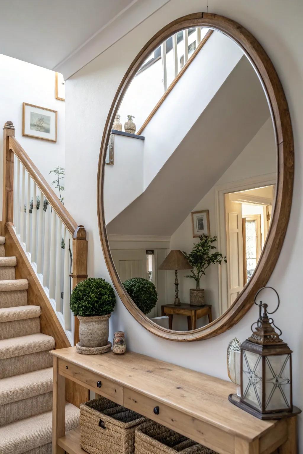 Mirrors not only brighten spaces but also give the illusion of greater room.