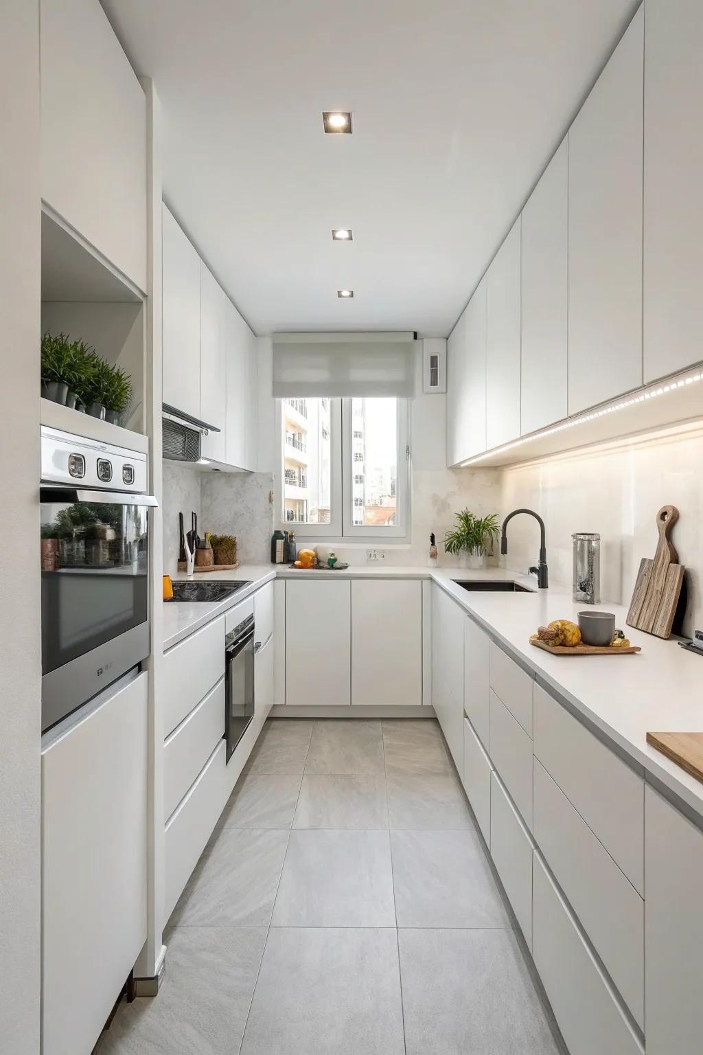 Understated elegance: the charm of a minimalist bright cooking space.