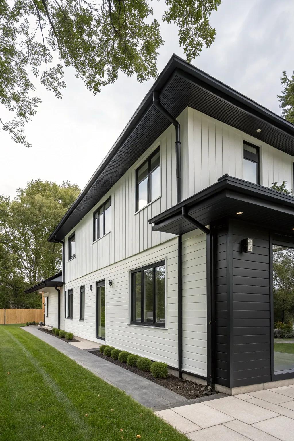 Dark soffit and fascia provide a striking contrast to any home's exterior.