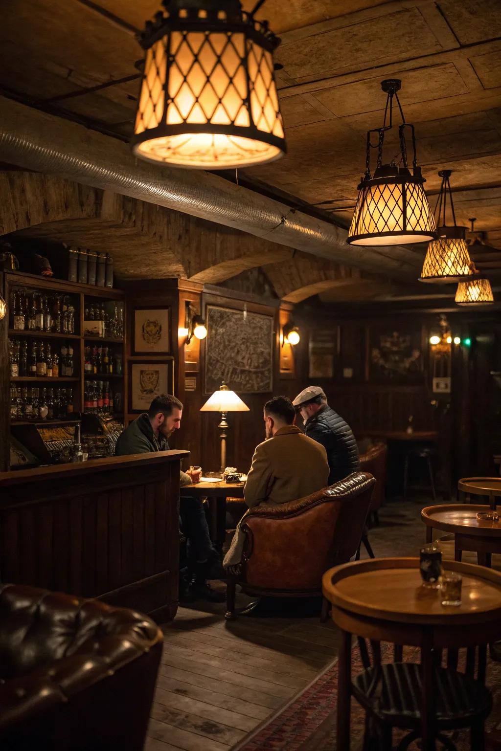 Soft lighting transforms your basement into a secretive, intimate sanctuary.