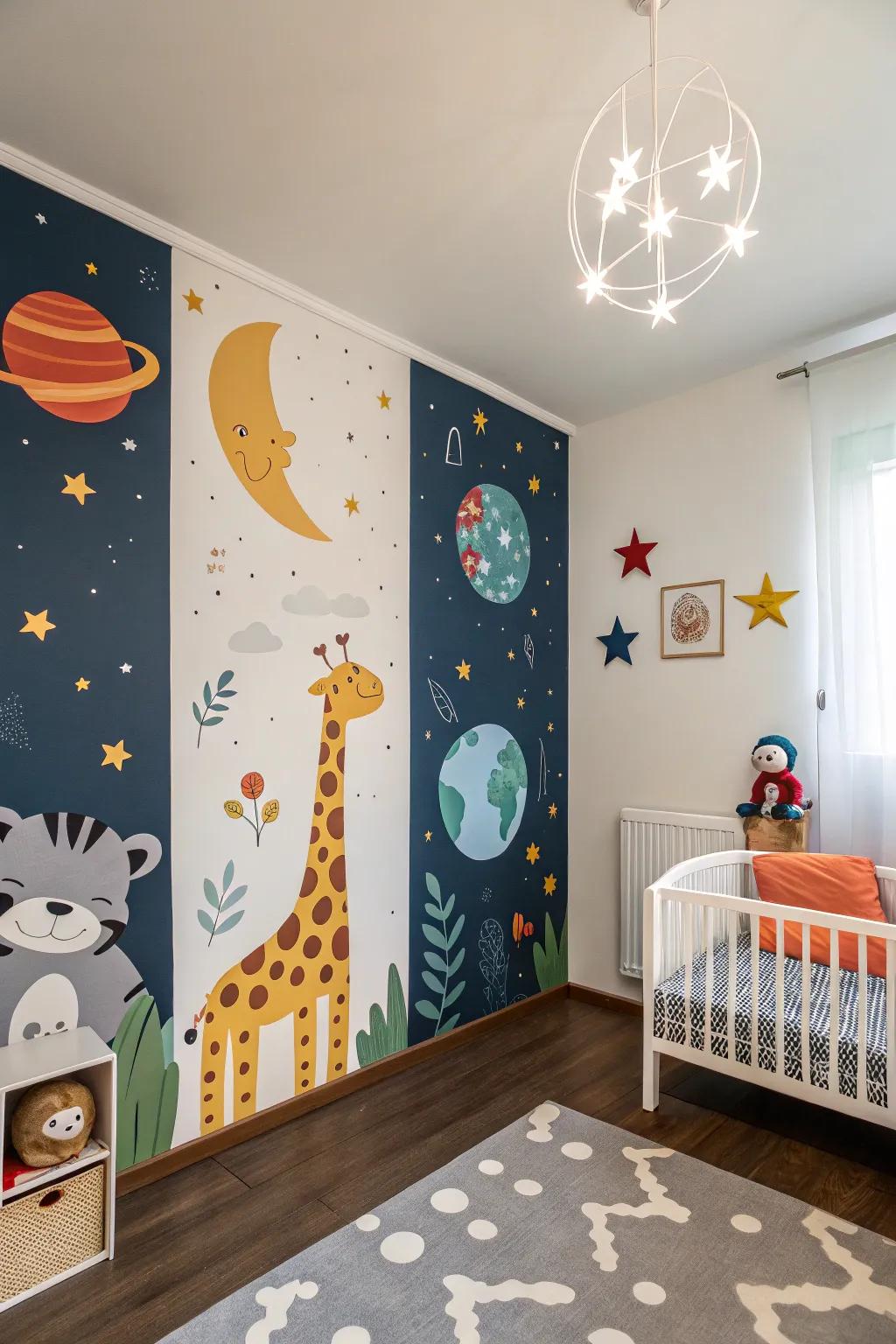 Using themed wall decorations effectively customizes each child's individual area.