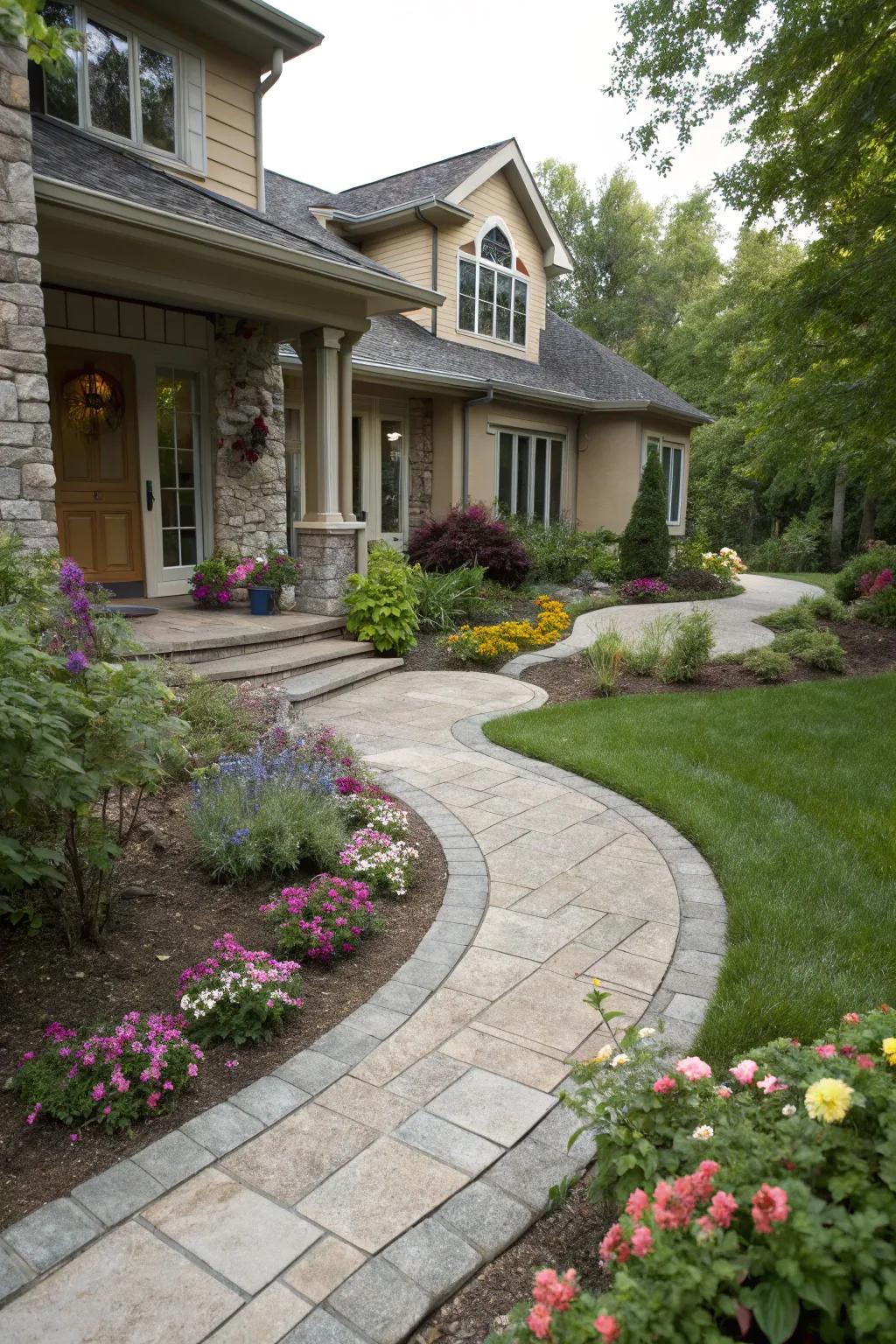Meandering walkways enrich the route to your main entrance.
