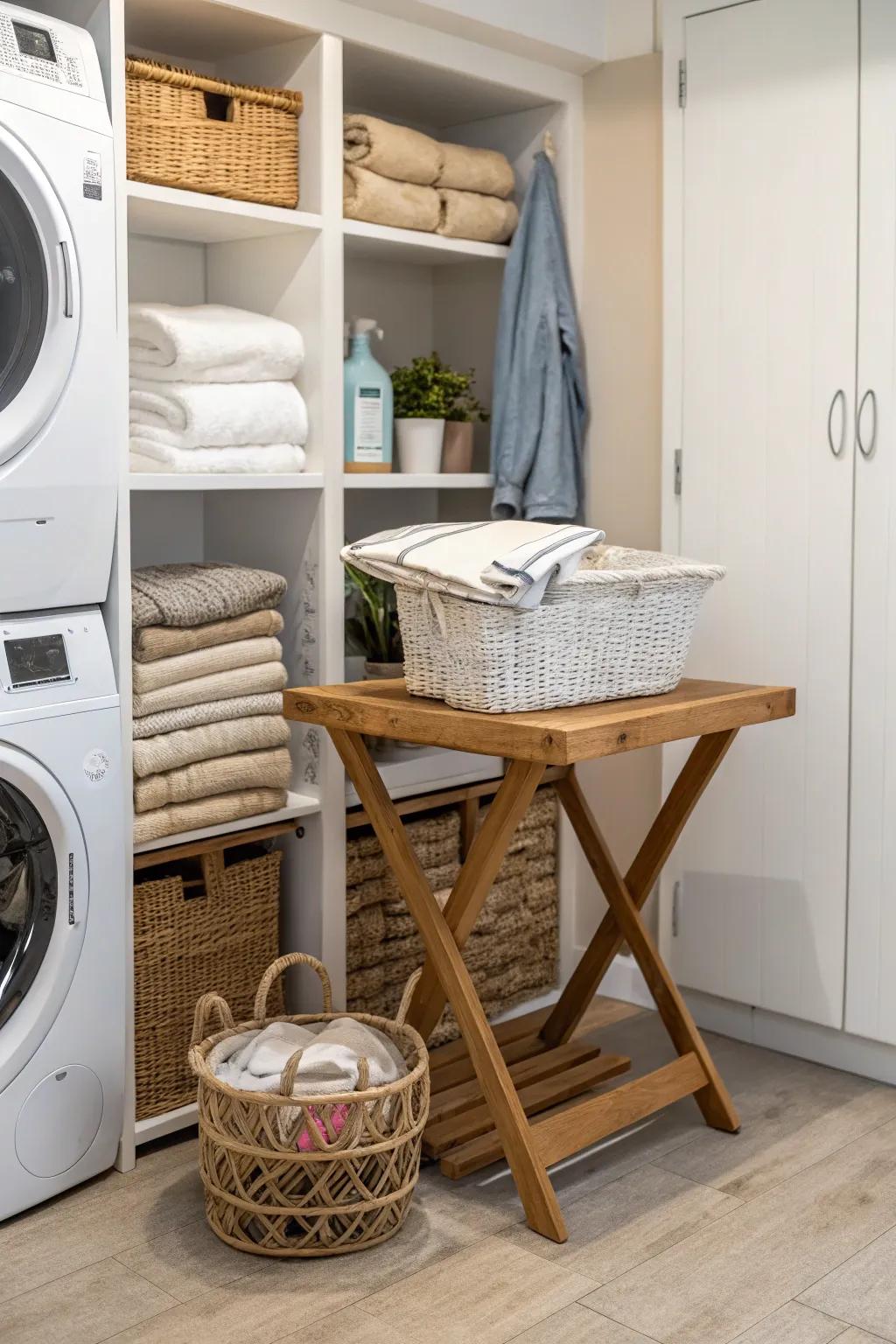 A dedicated sorting station brings practicality to your washing space.